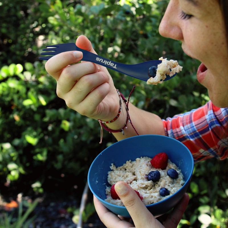 Tapirus - 4 Blue Spork to Go Set - 7-inch Durable & BPA Free Sporks - Spoon, Fork and Knife Combo Utensils Flatware - Mess Kit for Camping, Hunting and Outdoor Activities - Comes in a Carrying Case - Image 2